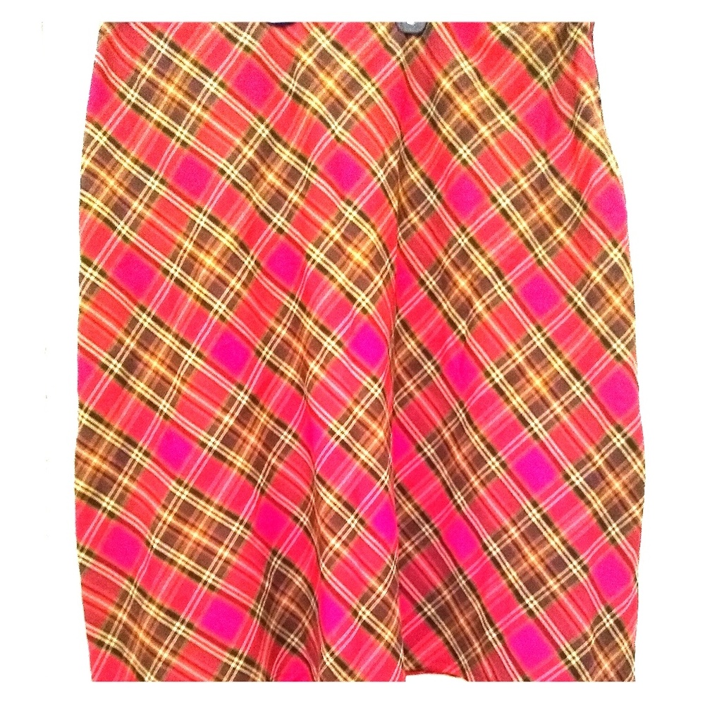 Celine Red plaid mid skirt